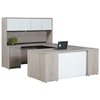 We'Re It Desk it, Ultra Premium Series 71"x113" U-Shape Desk with Full Front, Storage & Glass Trim, Grey Oak UP-SFU7248FG